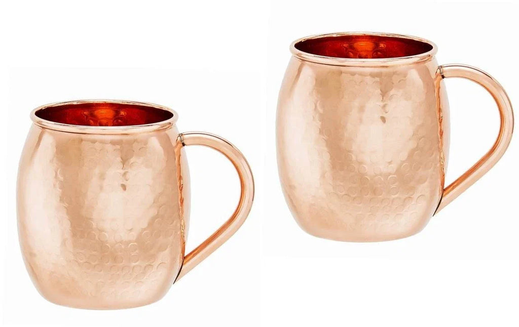 New Hammered Solid Copper Moscow Mule Mugs 16 Oz Set of 2, Classic Cocktail Cups for Beer, Drinks & Barware Gifts