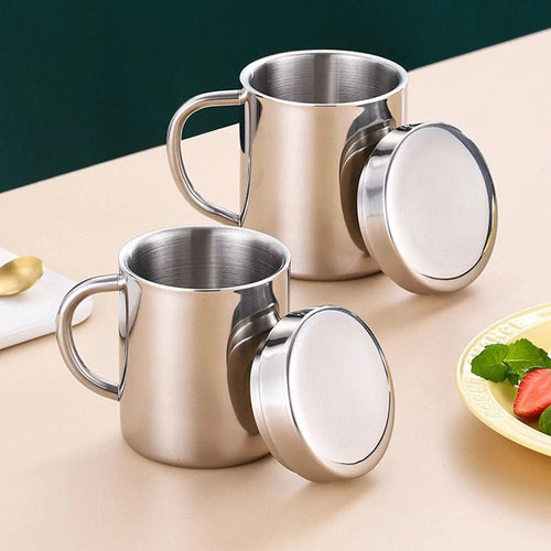 220ml Stainless Steel Coffee Mug with Handle, Double Wall Insulated Metal Camping Cup, Outdoor Travel Coffee Cup for Hiking & Home Use