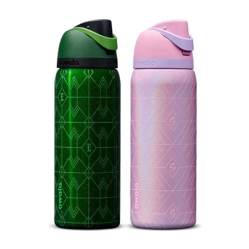 Freesip 32oz Wicked Movie Glinda & Elphaba Water Bottle, Owala Inspired Tumbler Cup with Straw, Insulated Drink Bottle for Couple Gifts & Fans