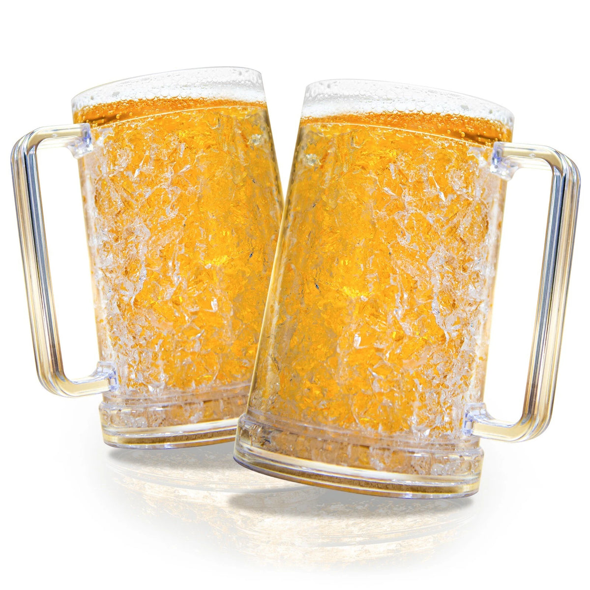 Set of 2 Freezer Beer Mugs with Gel, Double Wall Insulated Beer Glasses, Frosted Cold Drink Cups for Beer, Cocktails & Beverages